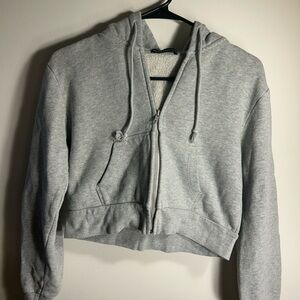 Brandy Melville Light Gray Zip-Up Hoodie
